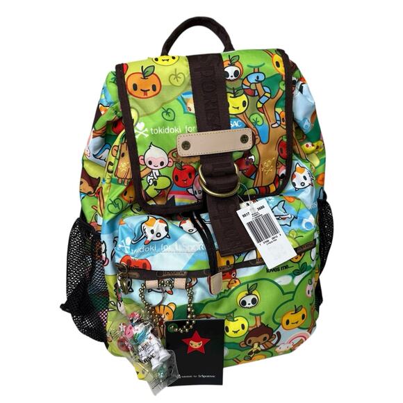 Tokidoki LeSportsac Scuola Backpack Foresta Very Rare Retired Qee Keychain NWT - Picture 1 of 16